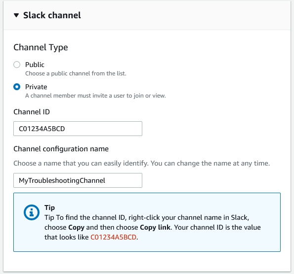 Enter the required Channel configuration details, including a unique name,